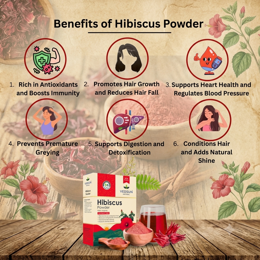 Vedsun Hibiscus Powder | Natural Hair Growth & Scalp Care 100g