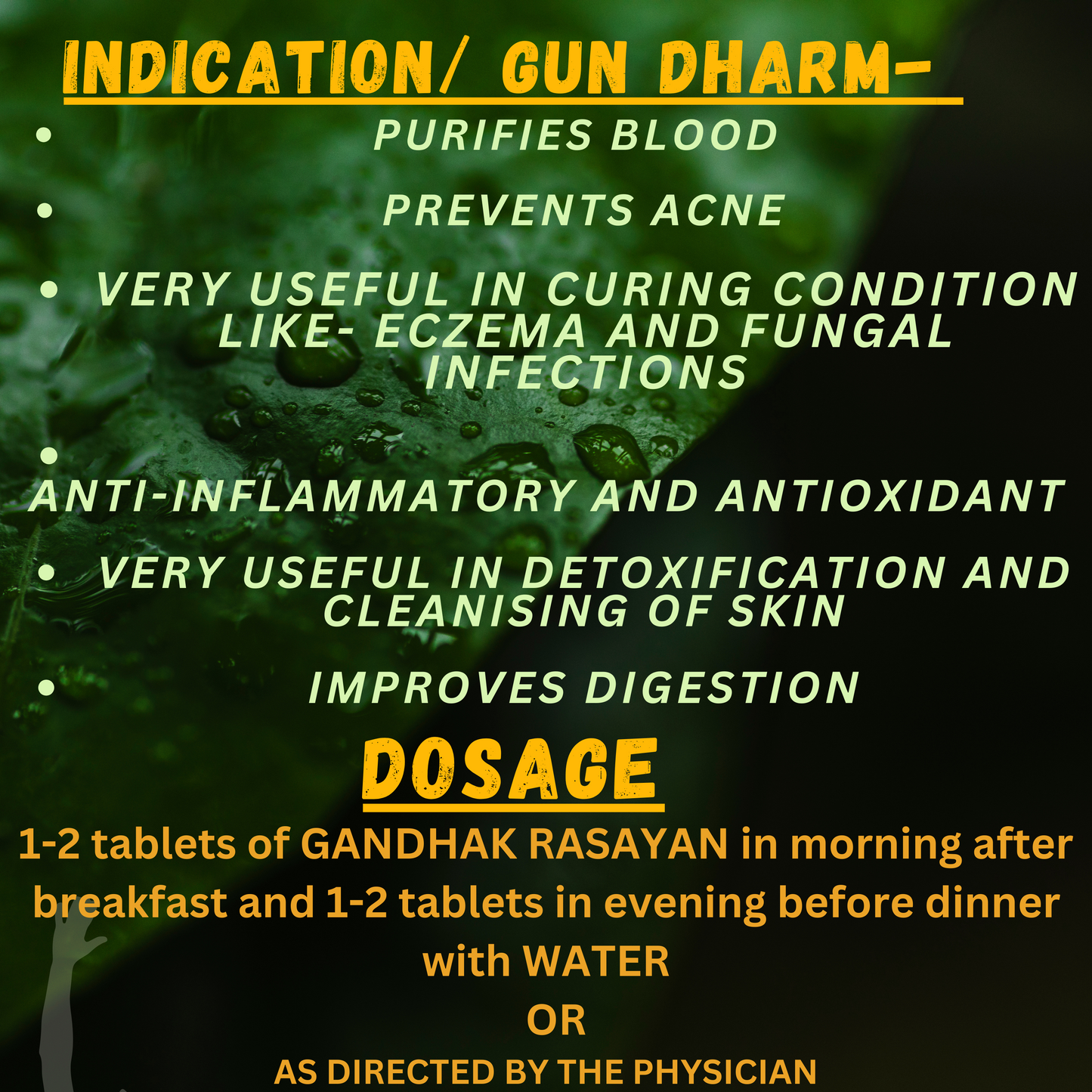 GANDHAK RASAYAN ( treats skin disorders like acne,)(By- BAIDYANATH, 40- Tablets)