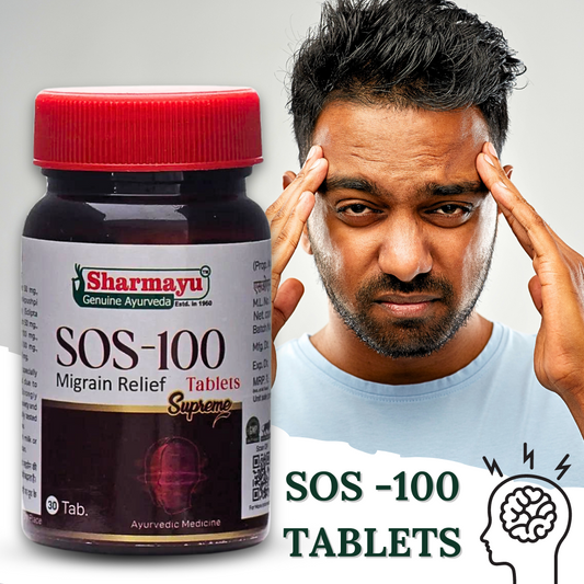 SOS-100 TABLETS ( FOR MIGRAINE )(BY- SHARMAYU , 30 TABLETS )