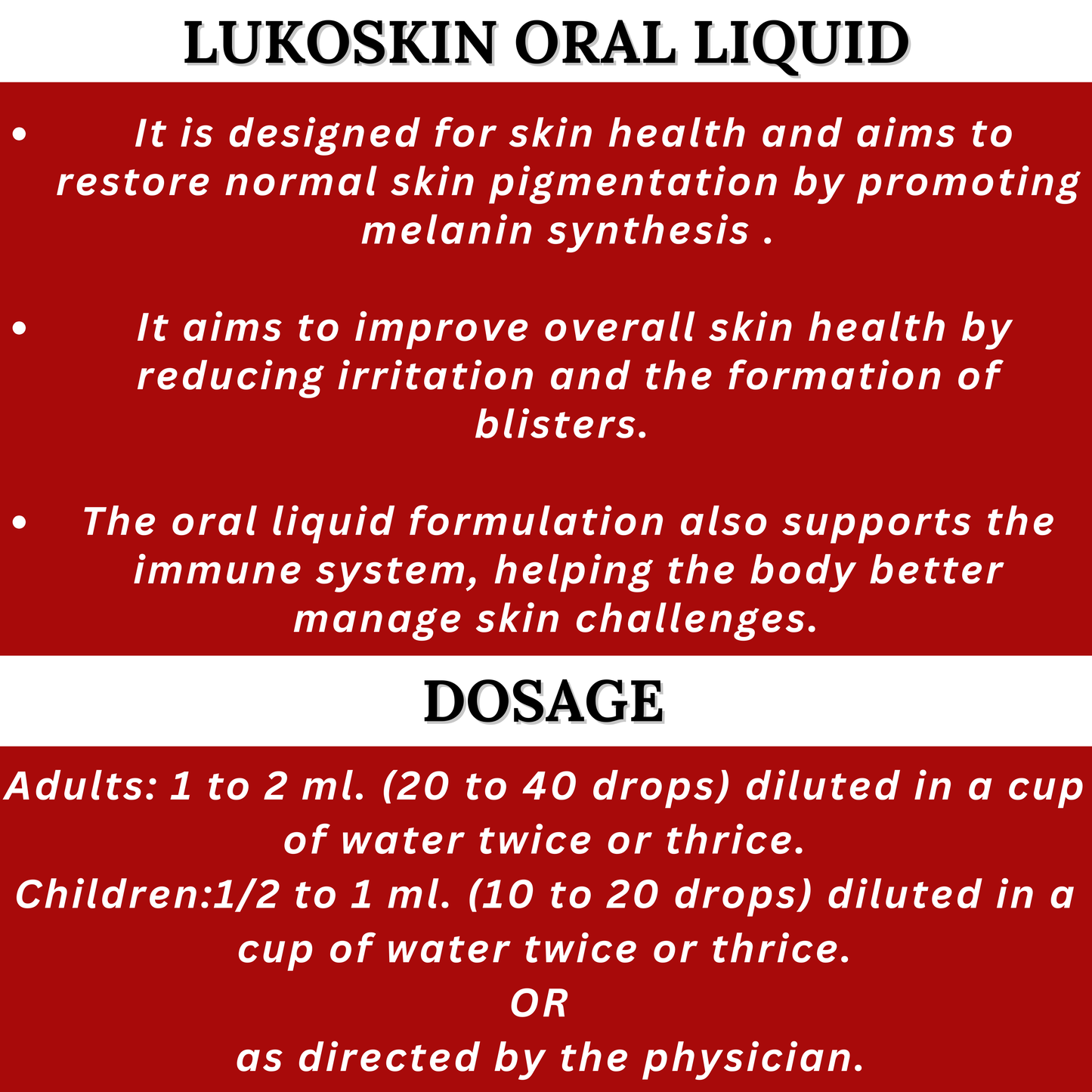 Lukoskin Oral Liquid – 100 ml | Ayurvedic Medicine for Skin Pigmentation & Immunity Support