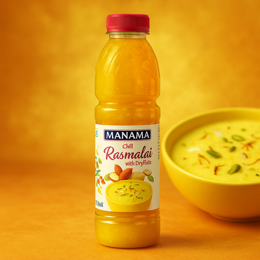 "Manama Ras Malai Flavoured Crush – 750ml Bottle | Rich & Creamy Indian Dessert Syrup with Real Dry Fruits | Traditional Rasmalai Flavour Syrup for Sweets and Beverages"