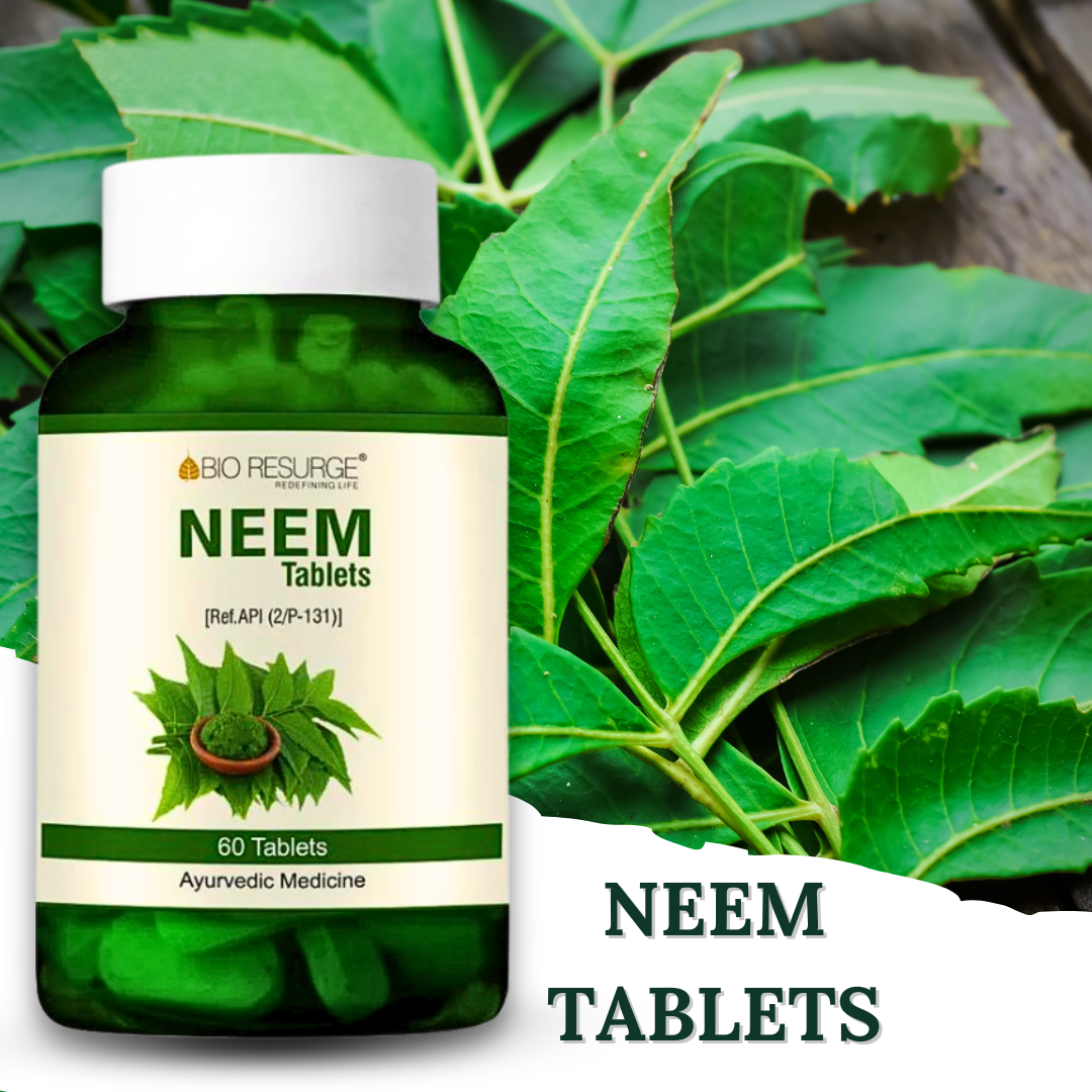 Neem Tablets by Bio Resurge – Ayurvedic Herbal Supplement for Natural Skin Care and Immune Health Support – 60 Tablets Pack"