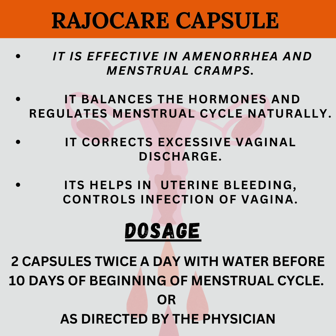 RAJOCARE CAPSULE ( regulates menstrual cycle ) (BY AYUKALP ,100CAPSULE)-Cosmoहित Ayurved