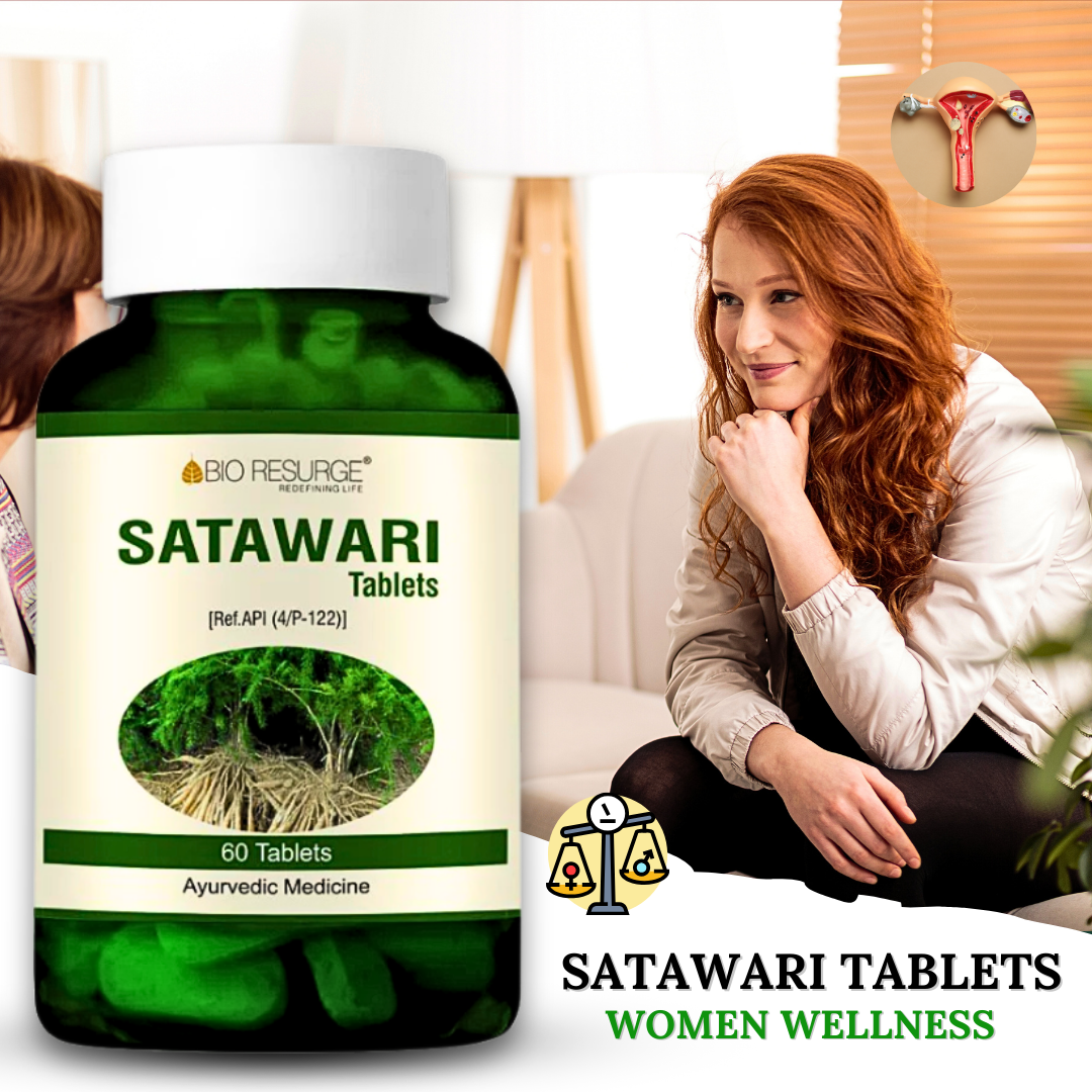 "Shatavari Tablets by Bio Resurge – Ayurvedic Supplement for Women’s Hormonal Balance, Reproductive Health & Wellness – 60 Tablets Pack"