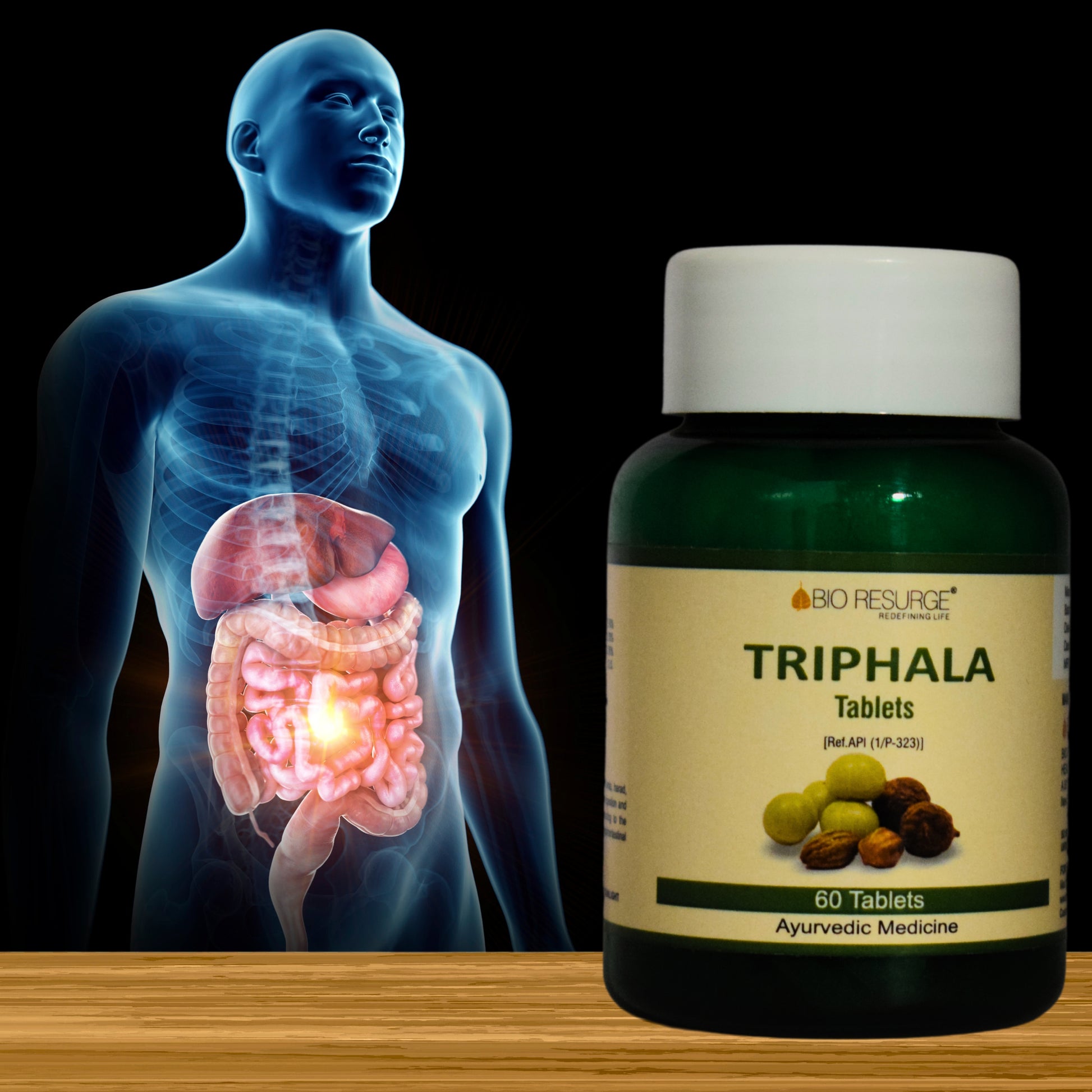 "Triphala Tablets by Bio Resurge – 60 Ayurvedic Tablets for Digestive Cleanse, Detox & Gut Health Support – Natural Immunity Booster | Available on Cosmohit Ayurved"