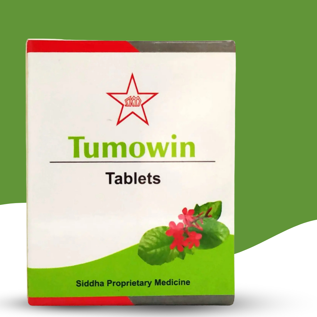 "Tumovin Tablets by SKM Siddha & Ayurveda – 100N Herbal Digestive Support Tablets – 5 x 20's Blister Pack – Natural Remedy for Indigestion and Bloating"