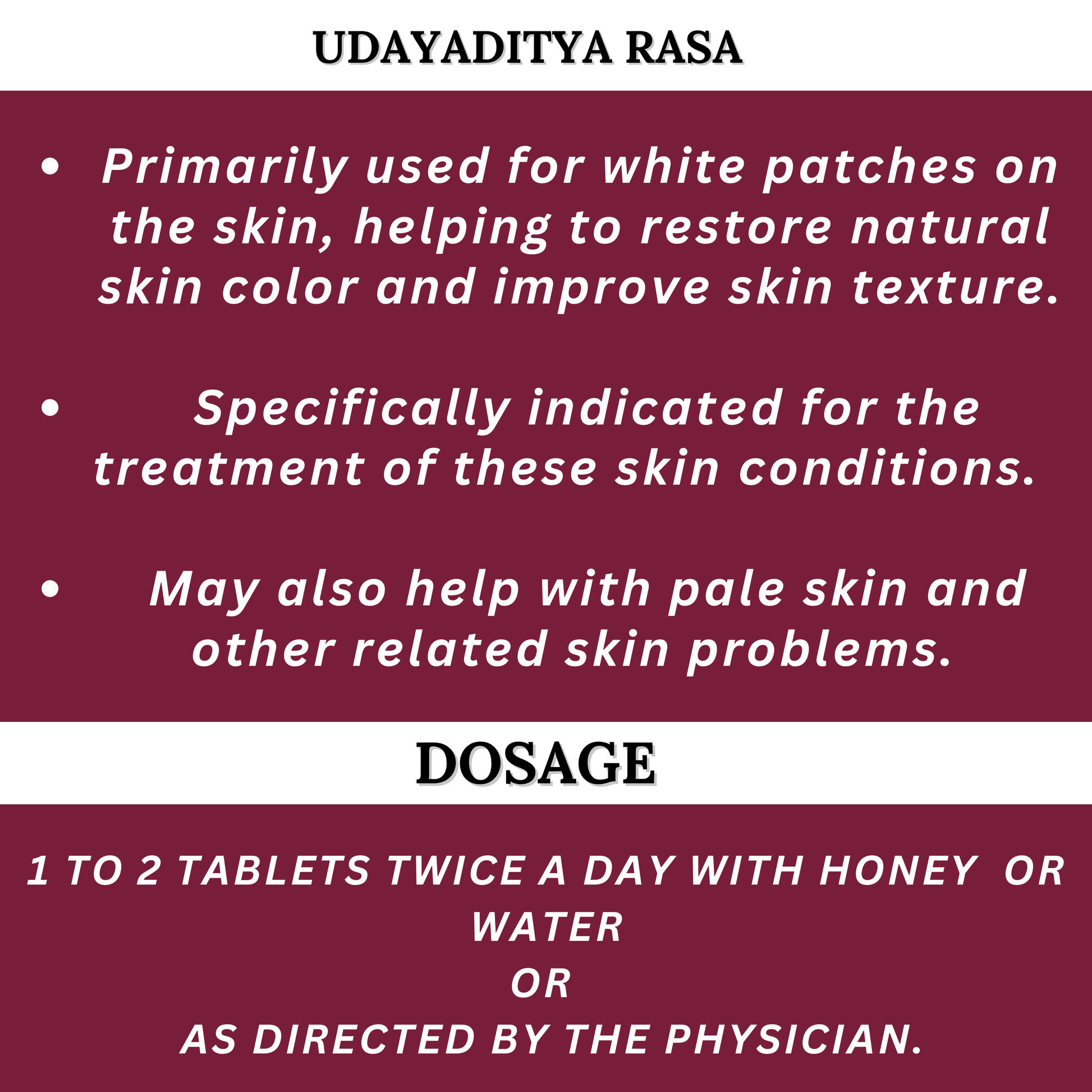 "Udayaditya Rasa – Helps in Skin Rejuvenation, White Patch Care & Pigmentation Balance"