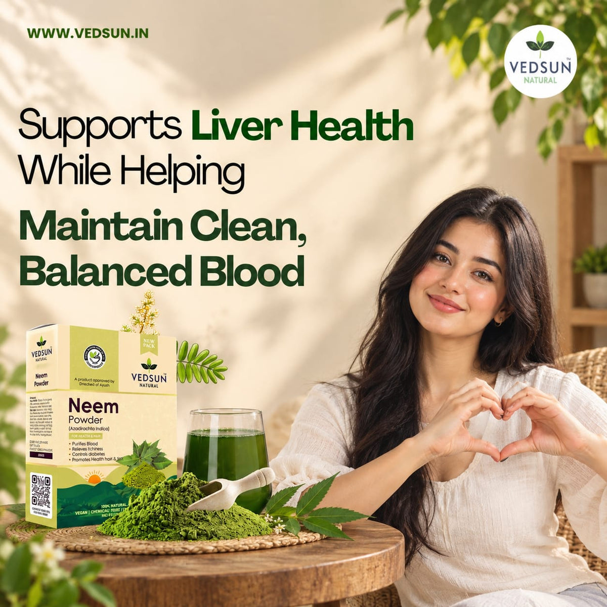 Pure Neem Leaf Powder for Hair & Skin | Natural Dandruff Care 100gm