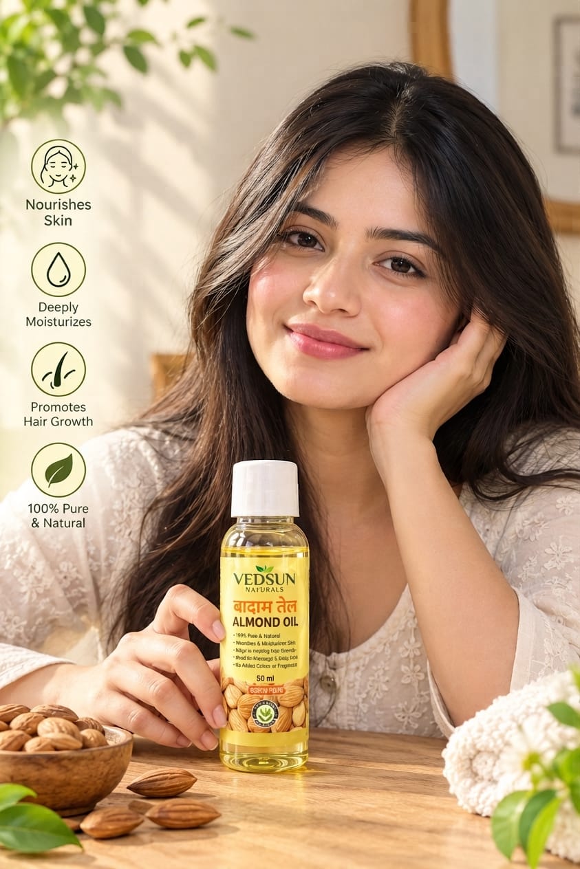 Vedsun Natural Almond Oil | Deep Hair & Skin Nourishment | 50ml
