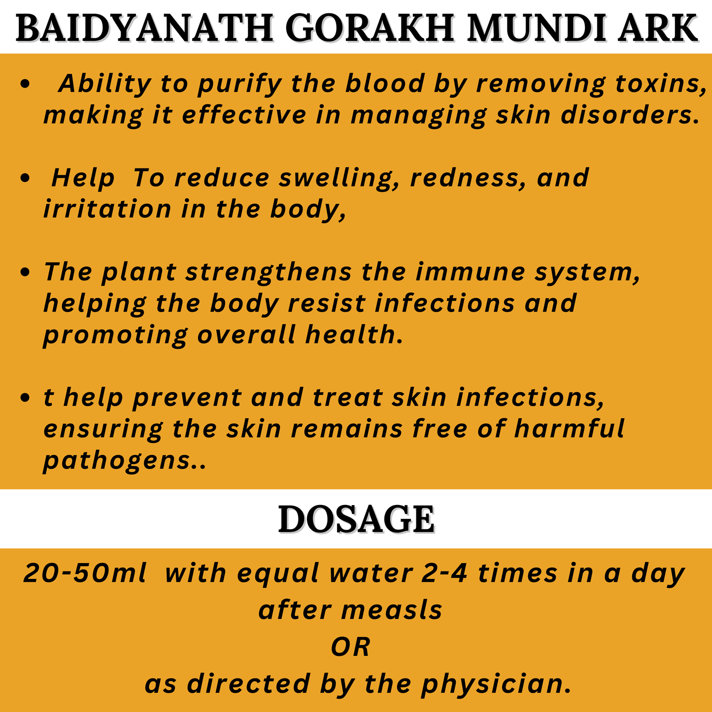 Baidyanath Gorakh Mundi Ark – Herbal Remedy for Clear Skin, Blood Purification, Detox & Reducing Redness, Swelling & Infections – 450ml Bottle"
