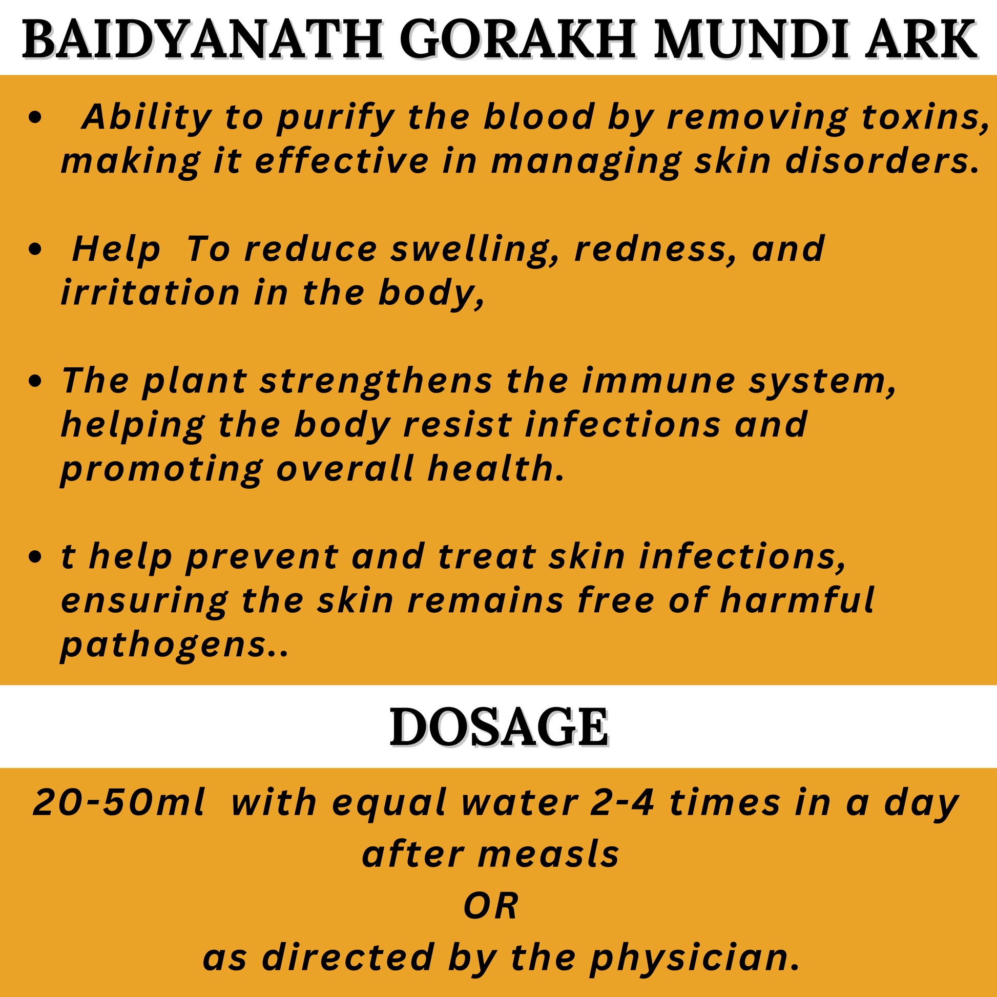 Baidyanath Gorakh Mundi Ark – Herbal Remedy for Clear Skin, Blood Purification, Detox & Reducing Redness, Swelling & Infections – 450ml Bottle"
