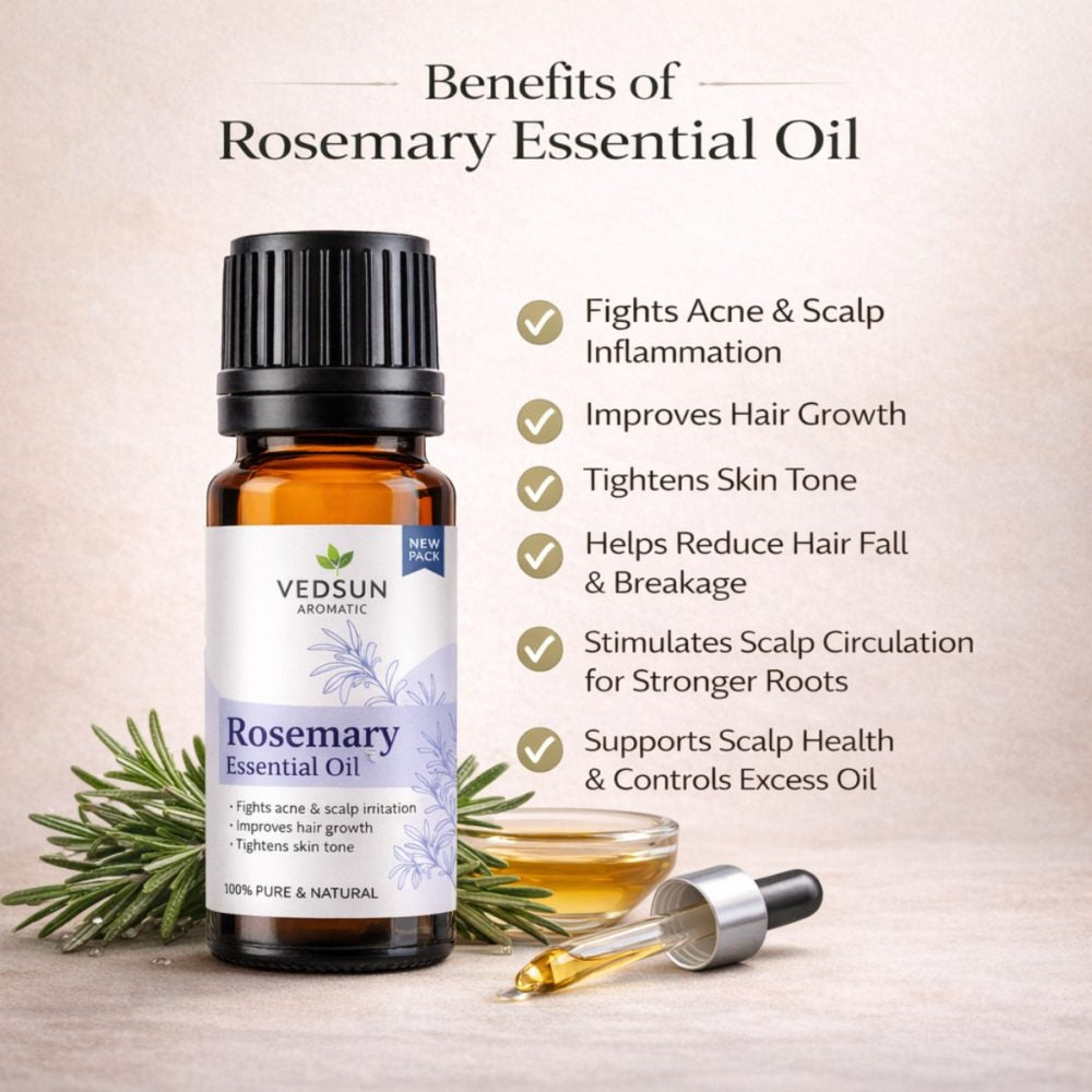 Vedsun Natural Rosemary Essential Oil | Hair & Scalp Care | 10ml