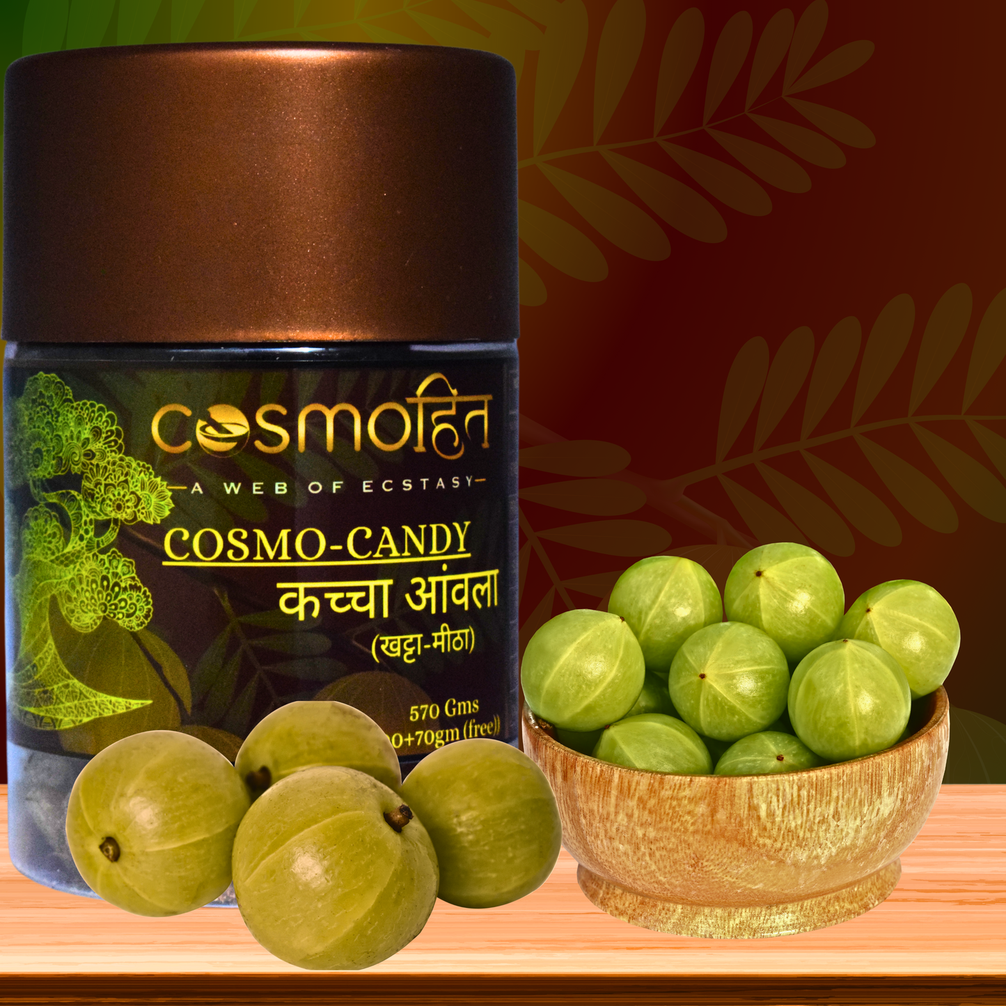 COSMO-CANDY, कच्चा आंवला (AMLA CANDY (SWEET and SOUR), 570- Grams)