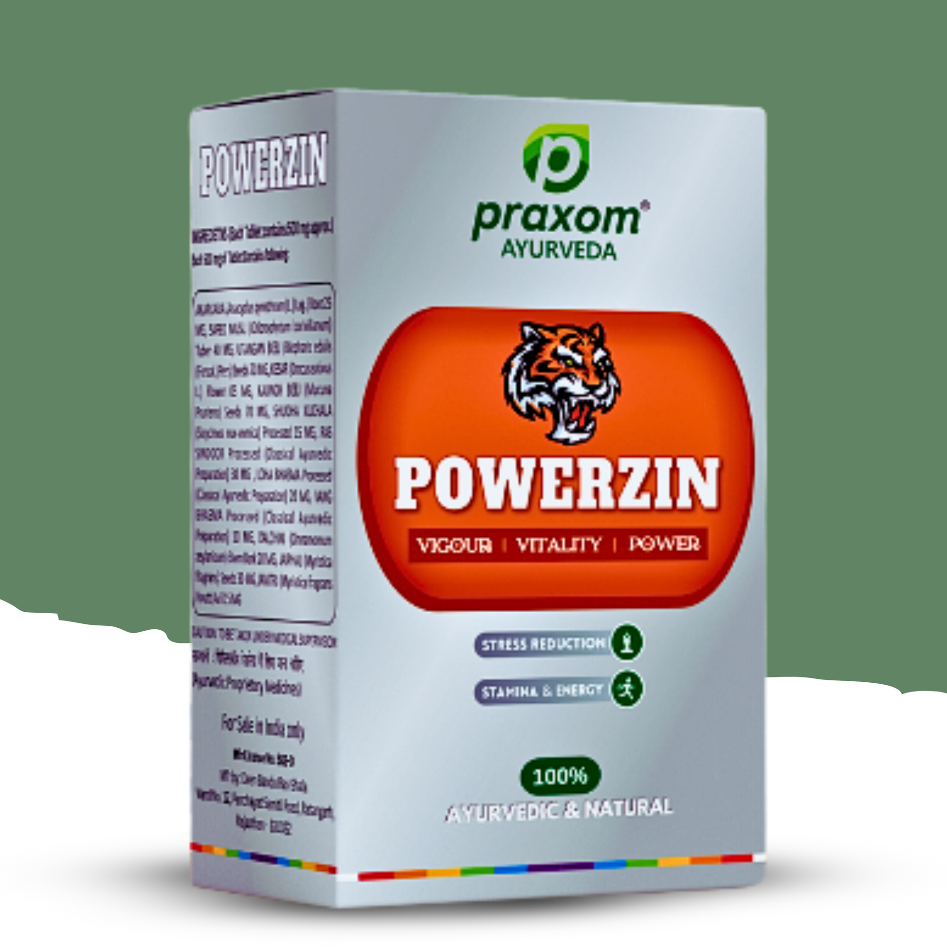 "Powerzin Tablets by Praxom Ayurveda – 15 Ayurvedic Tablets for Energy, Stress Relief & Reproductive Health – Herbal Vitality Support | Available at Cosmohit Ayurved"